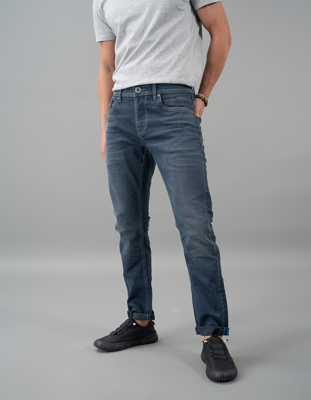 Petrol Pocket Low-Rise Ankle Length Jeans