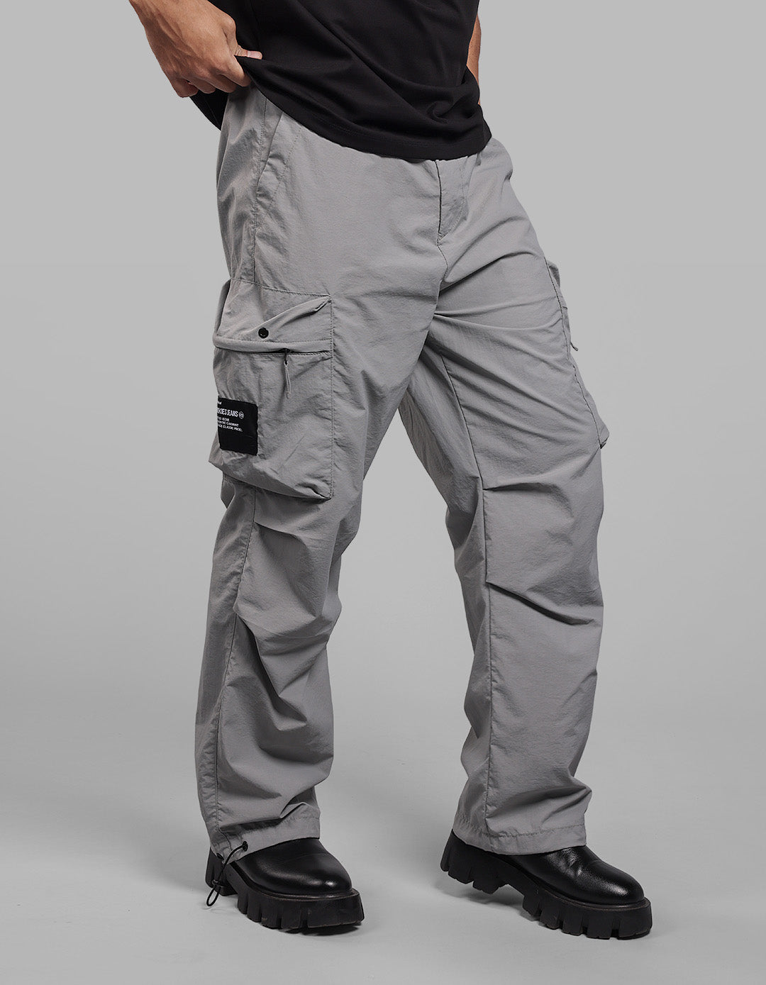 Light Grey Loose Fit Utility Cargo Pants