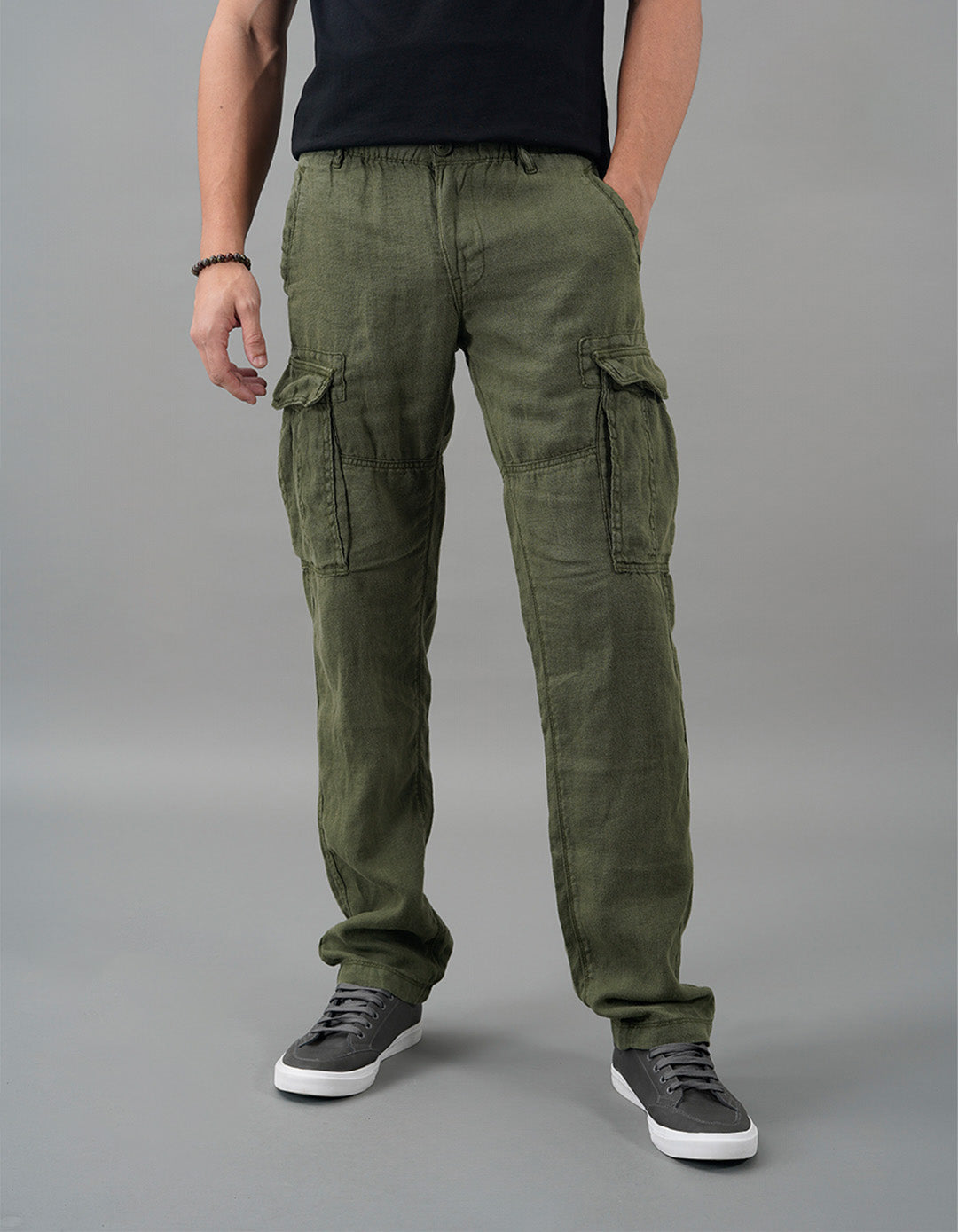 Styling Olive Cargo Pants Men Military Green 100% Linen Cargo Pant