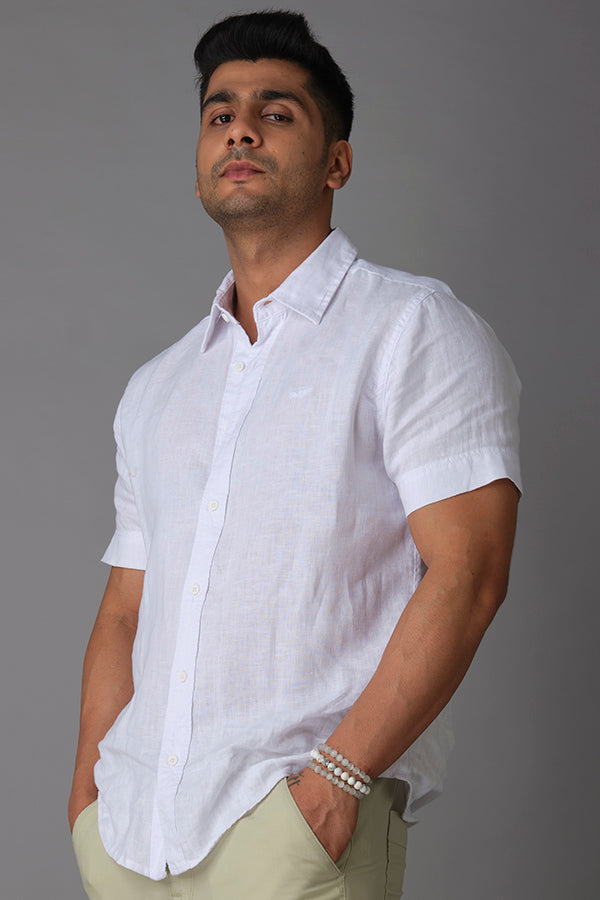 White Half Sleeve Linen Shirt – ROOKIES