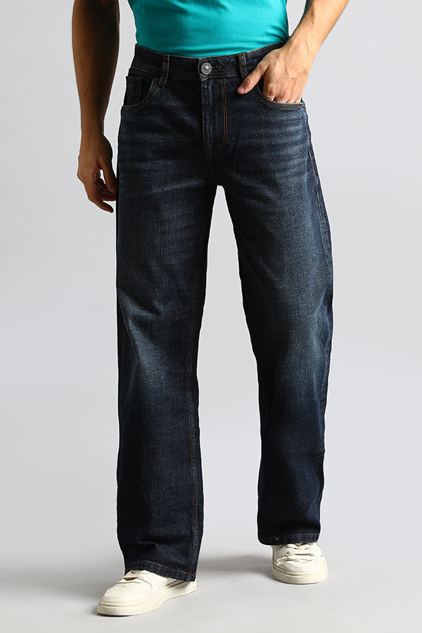 Dk Blue 5 Pocket Midrise, Loose Fit Jeans