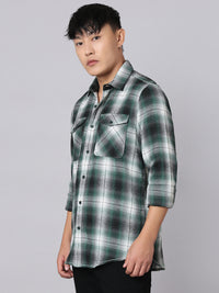 Green Black Relax Slim Check Shirt
