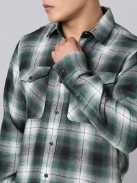 Green Black Relax Slim Check Shirt