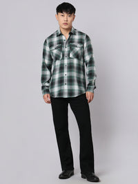 Green Black Relax Slim Check Shirt