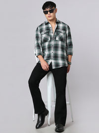 Green Black Relax Slim Check Shirt