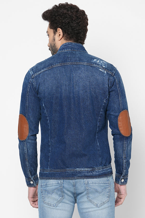 Dk Blue Full Sleeve Denim Zipper Jacket