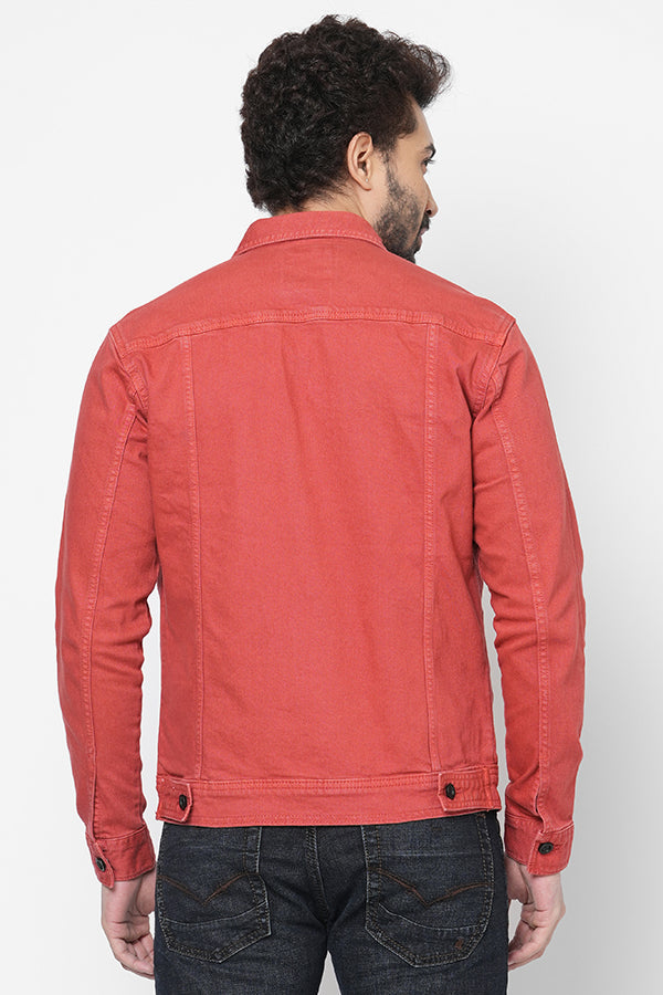 Rust Full Sleeve Cotton Jacket