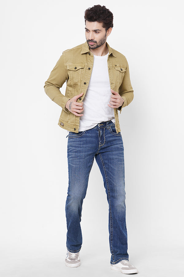 Khaki Full Sleeve Cotton Jacket