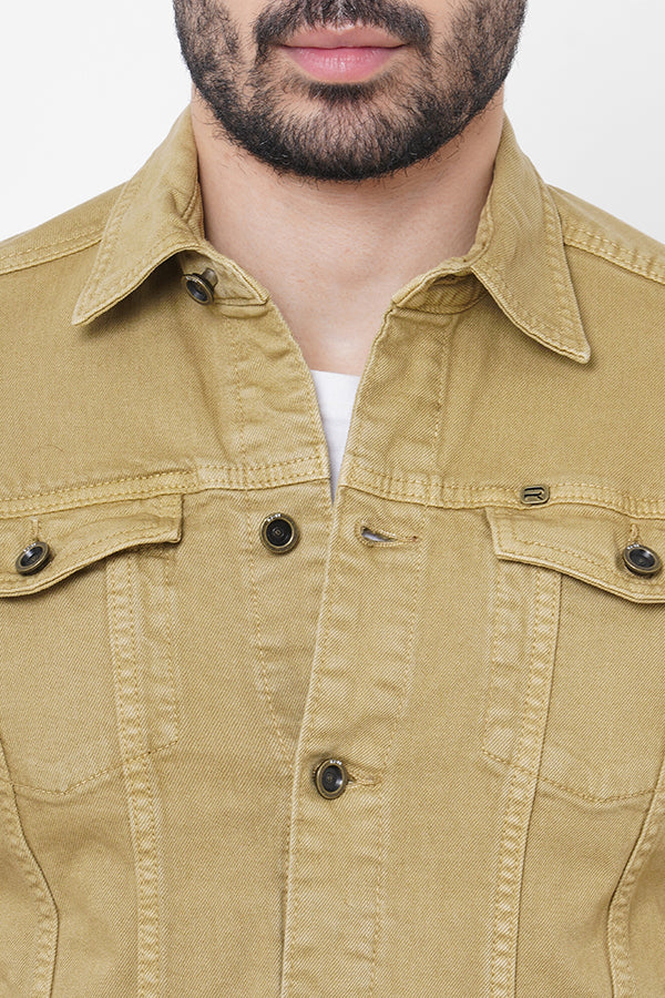 Khaki Full Sleeve Cotton Jacket