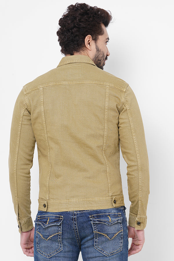 Khaki Full Sleeve Cotton Jacket