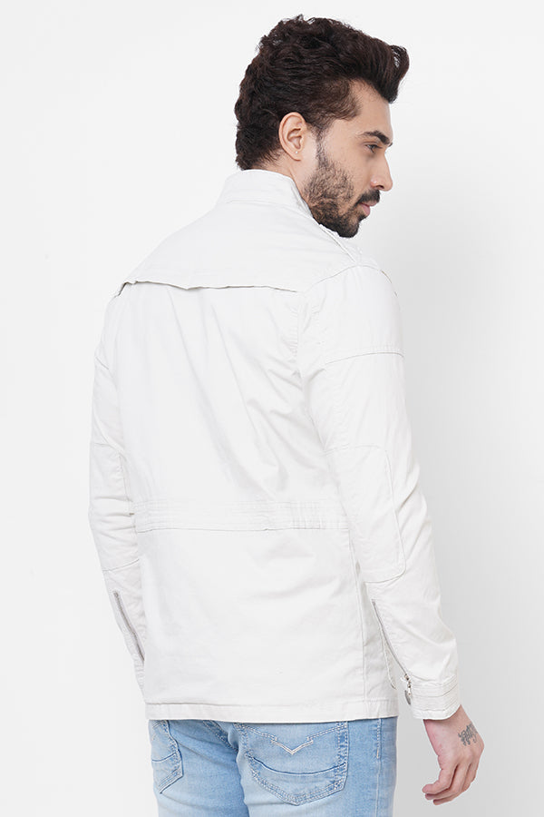 White Full Sleeve Cotton Jacket