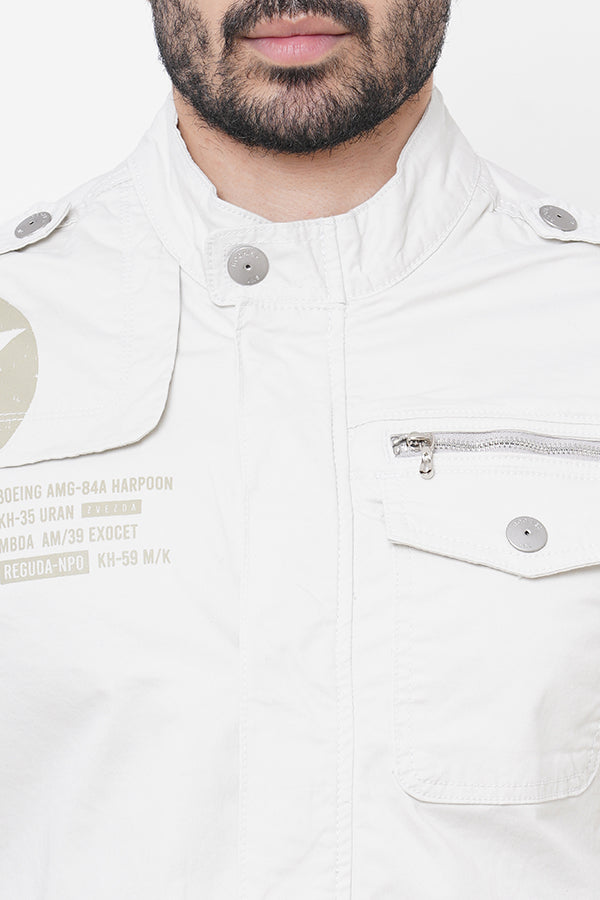 White Full Sleeve Cotton Jacket