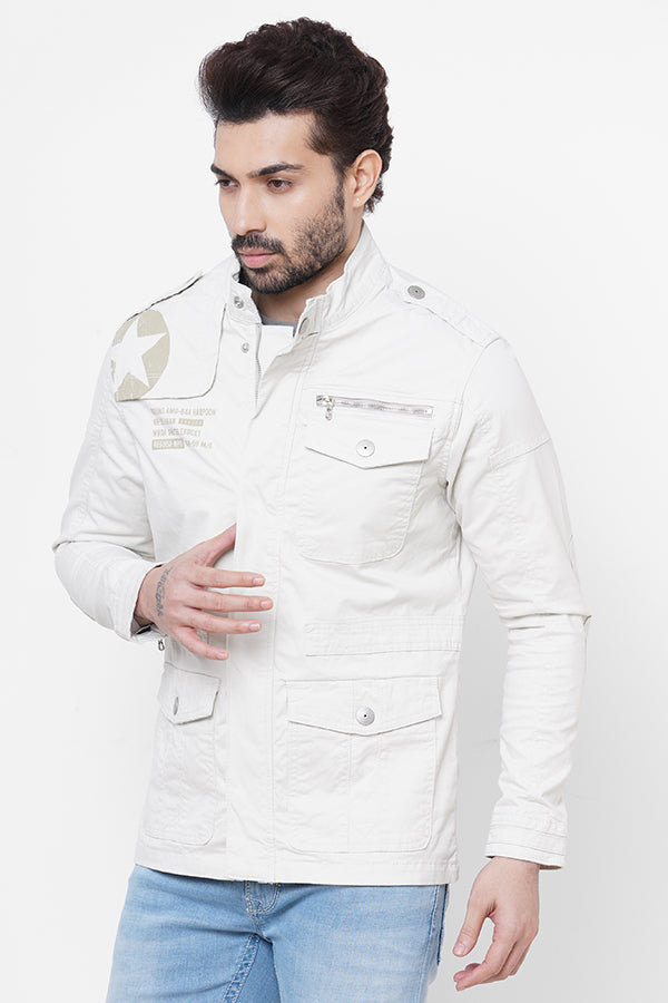 White Full Sleeve Cotton Jacket