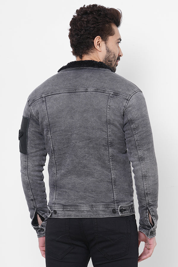 Grey Full Sleeve Denim Jacket