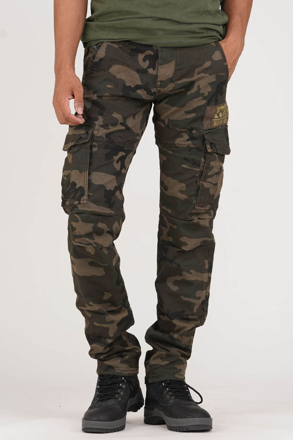 Olive Camo Print Regular Fit Cargo Pant