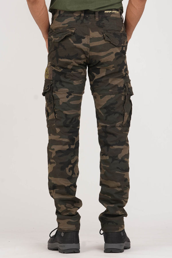 Olive Camo Print Regular Fit Cargo Pant