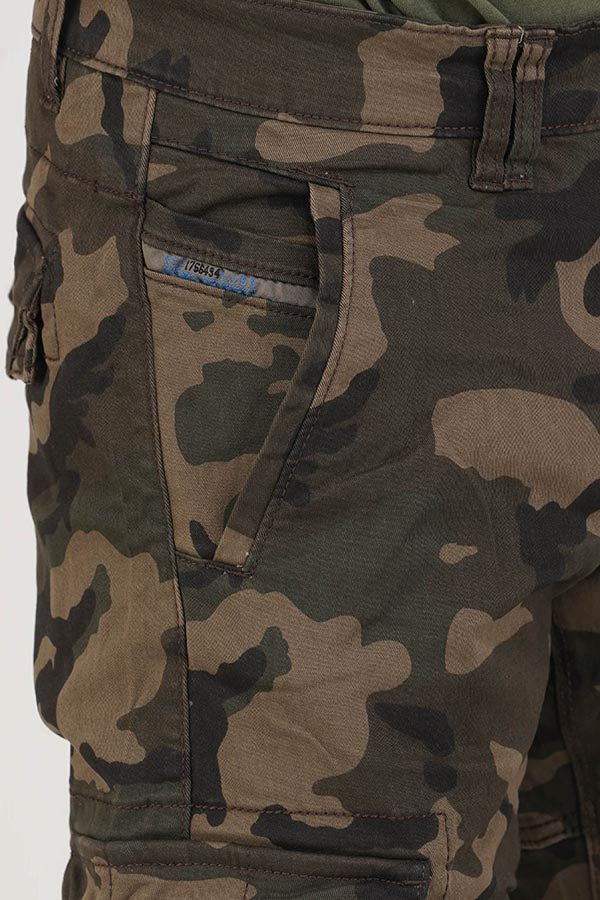 Olive Camo Print Regular Fit Cargo Pant