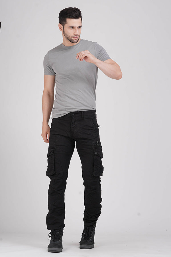 Jet Black Regular Fit Cargo Pant