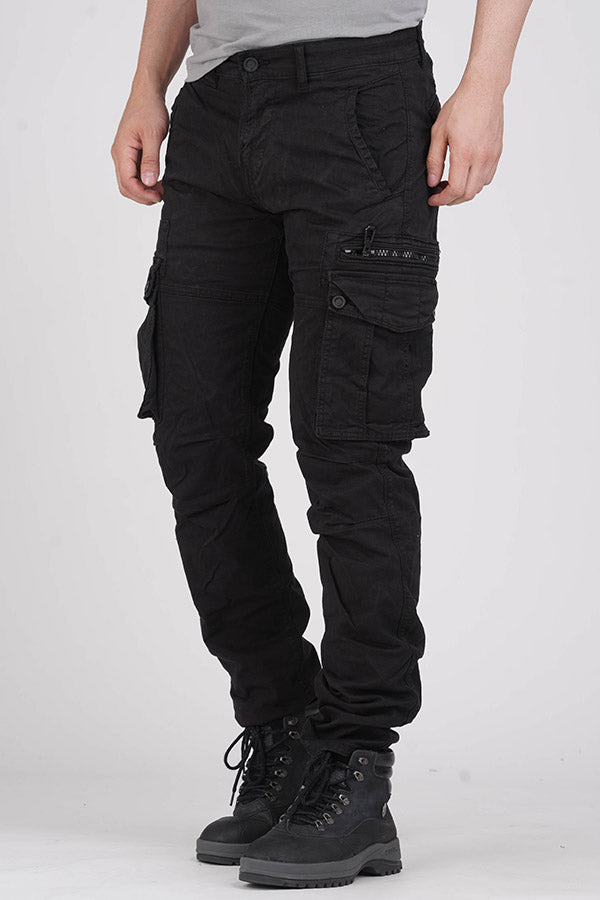 Jet Black Regular Fit Cargo Pant