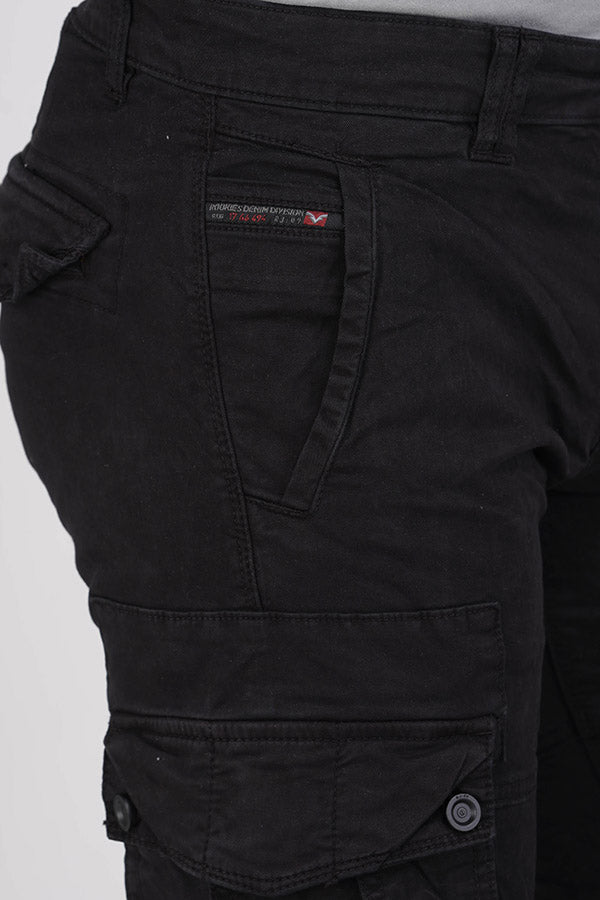 Jet Black Regular Fit Cargo Pant