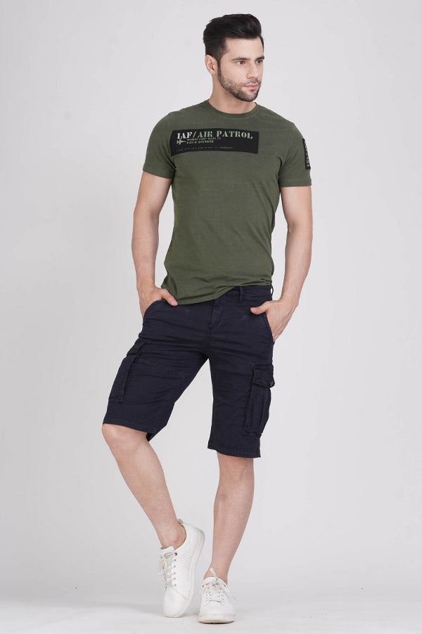 Navy Cotton Cargo Short