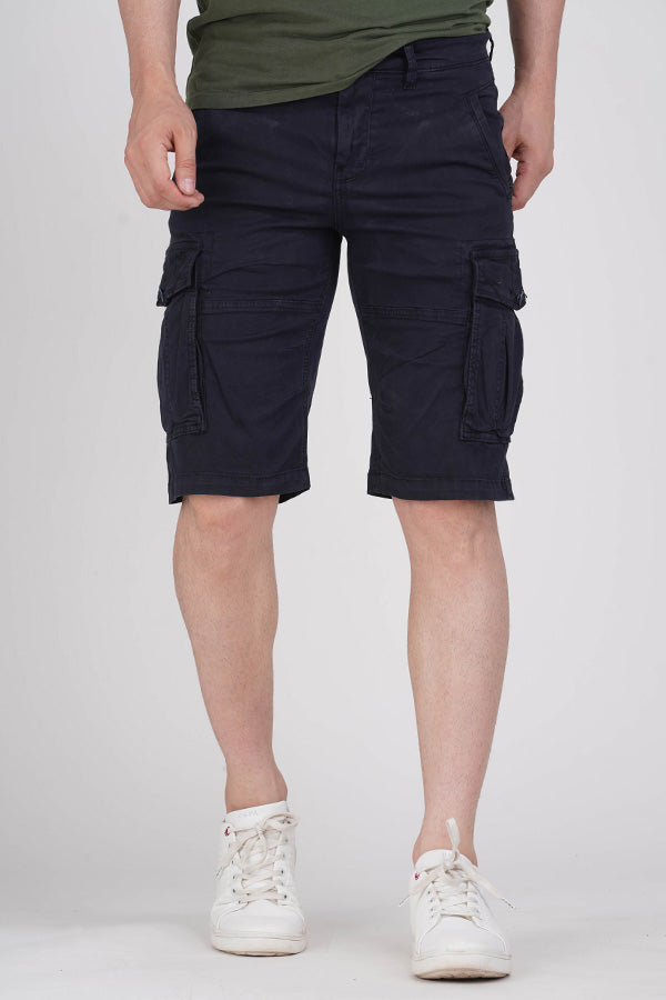 Navy Cotton Cargo Short