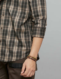 Beige White Full Sleeves Check Shirt