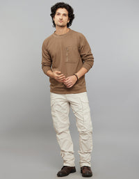 Sand Round Neck Full Sleeves Sweat Shirt