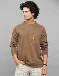 Sand Round Neck Full Sleeves Sweat Shirt