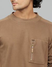 Sand Round Neck Full Sleeves Sweat Shirt