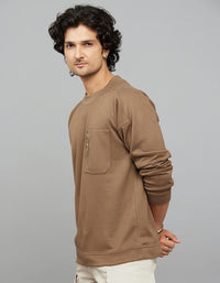 Sand Round Neck Full Sleeves Sweat Shirt