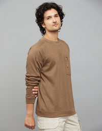 Sand Round Neck Full Sleeves Sweat Shirt