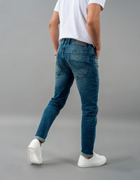 Med Blue 5 Pocket Low-Rise Ankle Length Jeans