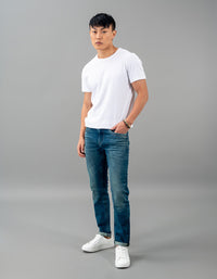 Med Blue 5 Pocket Low-Rise Ankle Length Jeans