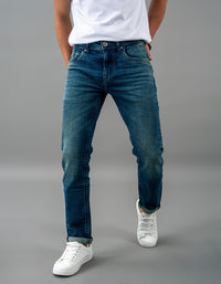 Med Blue 5 Pocket Low-Rise Ankle Length Jeans