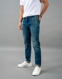 Med Blue 5 Pocket Low-Rise Ankle Length Jeans
