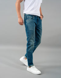 Med Blue 5 Pocket Low-Rise Ankle Length Jeans