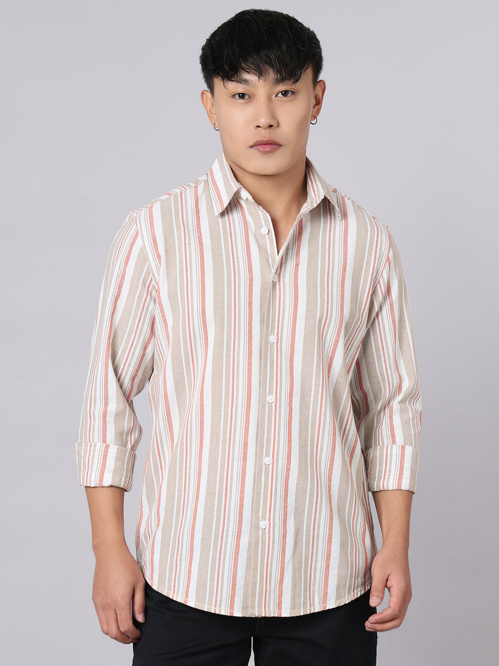 Orange Full Sleeve Stripe Shirt