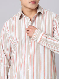 Orange Full Sleeve Stripe Shirt