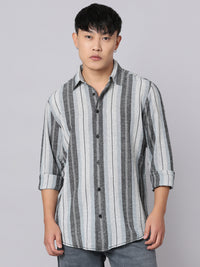 Charcoal Blue Full Sleeve Stripe Shirt