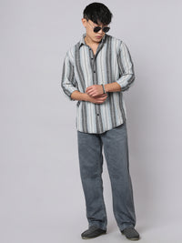Charcoal Blue Full Sleeve Stripe Shirt