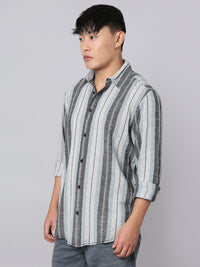 Charcoal Blue Full Sleeve Stripe Shirt