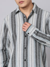 Charcoal Blue Full Sleeve Stripe Shirt