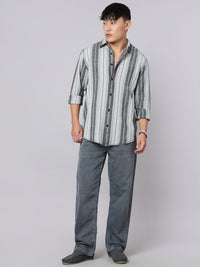 Charcoal Blue Full Sleeve Stripe Shirt