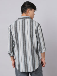 Charcoal Blue Full Sleeve Stripe Shirt