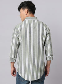 Green White Full Sleeve Stripe Shirt