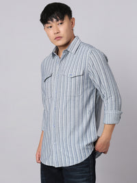 Sky Blue Full Sleeve Stripe Shirt