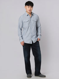 Sky Blue Full Sleeve Stripe Shirt