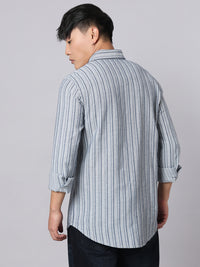 Sky Blue Full Sleeve Stripe Shirt