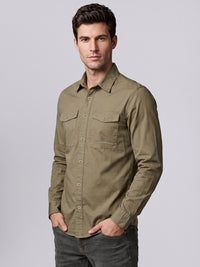 Light Olive Full Sleeve Cargo Shirt